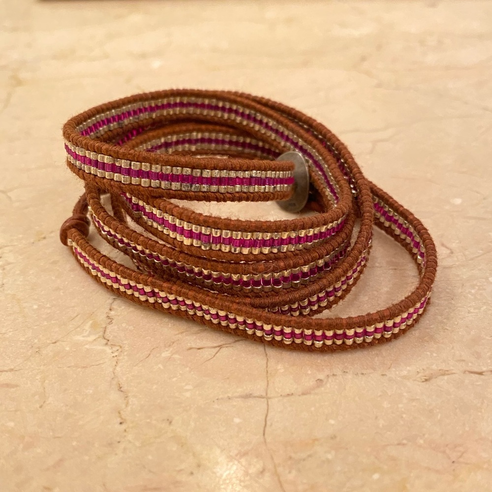 Chan Luu Brown Leather Wrap Bracelet
